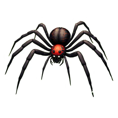 Huge spider sitting on grass with flowers, surrounded by a lush meadow. Detailed legs and body, with soft natural lighting enhancing its texture. Calm, serene background with vibrant greenery and a clear sky. Transparent background. sticker