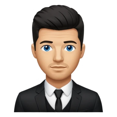 Robin Thicke with blue eyes, black hair, black outfit sticker