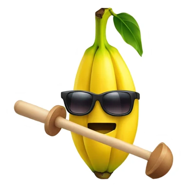 Banana with sunglasses with shorts and holding a plunger sticker