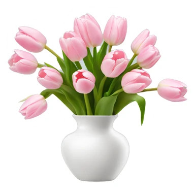 Light pink tulips in white vase in bow  sticker