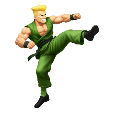 Guile from street fighter doing a flip kick sticker