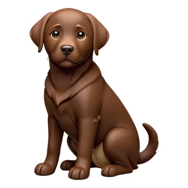 cinematic-[Labrador retriever]-realistic-full-body-sitting-emoji,-tail-resting-loosely-beside-its-paws,-head-tilted-dramatically, -sleek-[chocolate]-fur,-simplified-yet-realistic-focused-features,-highly-detailed,-glowing-with-an-almost-sarcastic-glow sticker
