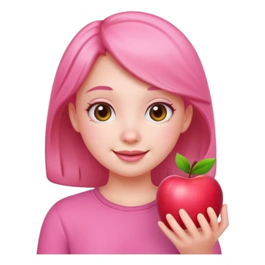 cute pink girl with cheerful pose. apple emoji style sticker