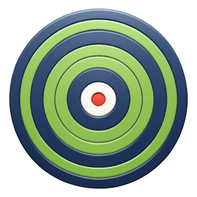 A target with navy rings and a vibrant green bullseye sticker
