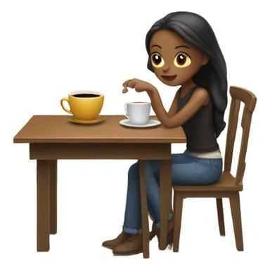 girl working with a coffee sticker