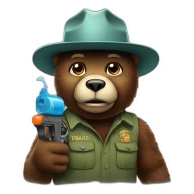 smokey bear with water gun sticker