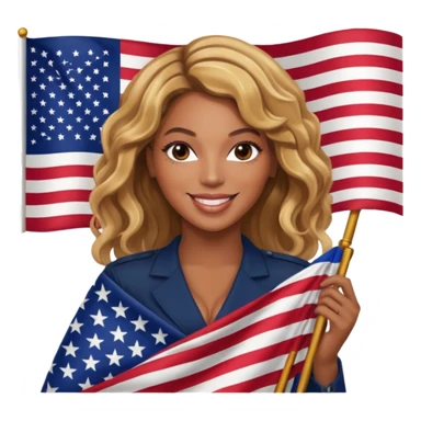 Beyonce with holding  american flag sticker