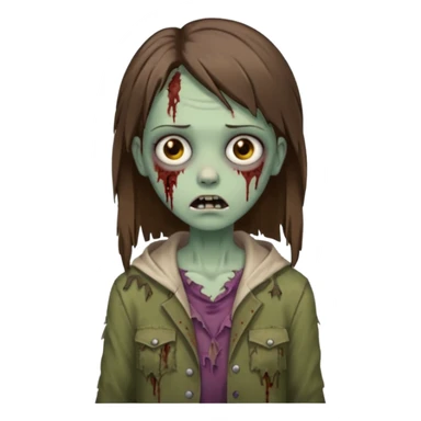 a zombie girl with straight brown hair long  sticker
