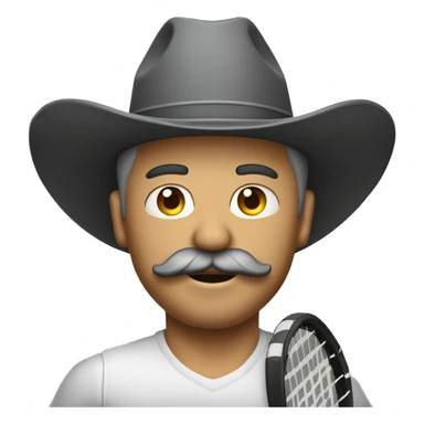 guy with cowboy hat and mustache playing tennis sticker
