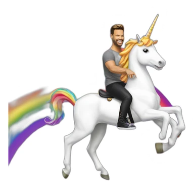 Ricky-Martin-Rides-Rainbow-Unicorn sticker
