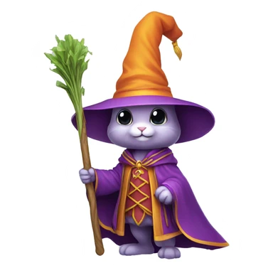rabbit wizard purple clothes holding a carot staff sticker