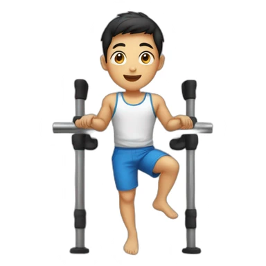 asian boy in  pull-up bar sticker