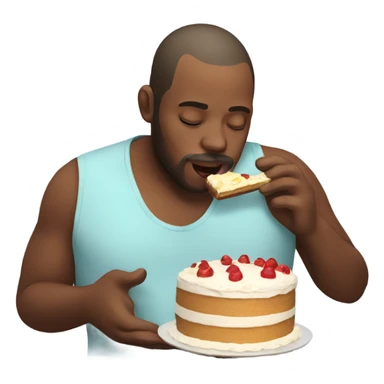 Pregnant man eating cake sticker