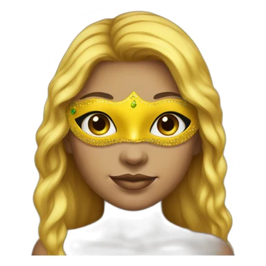girl wearing a mardi gras mask yellow skin long hair sticker