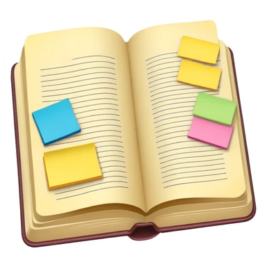 open book with colored tabs or sticky notes, representing teaching materials sticker