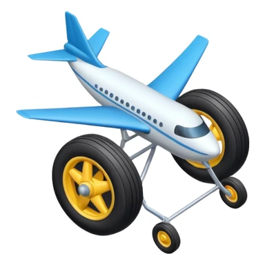 The aircraft's landing gear is one inflated, plump wheel with a strut, black in color, cartoon-style, isometric sticker