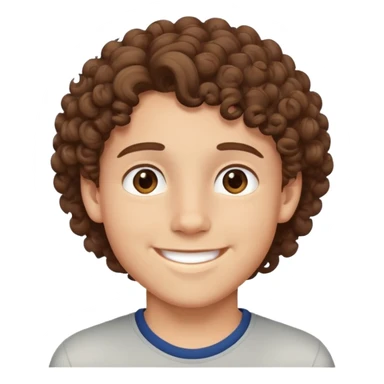 Teen boy with curly brown hair, smiling face, young male sticker