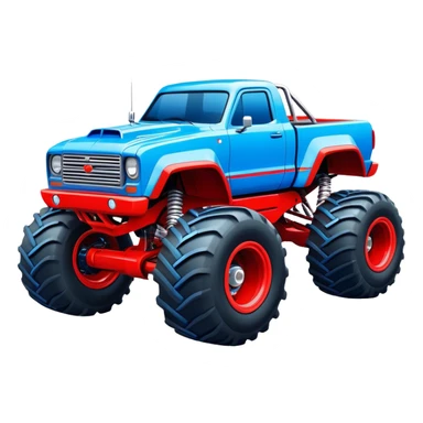 Avenger - Monster Jam (Model Year: 2021) (Iconic colour: Blue and red) - A dynamic monster truck with a split-color scheme: predominantly blue accented by bold red elements. Focus on strong, angular lines and vivid contrasting colors that evoke high energy and a futuristic, rebellious style. sticker