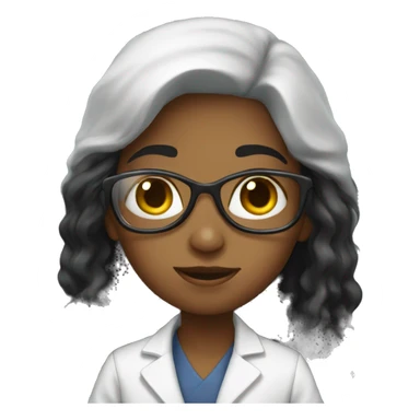 black long hair girl scientist with cat sticker