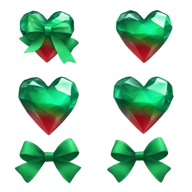 crystal red heart wrapped in emerald bow sticker