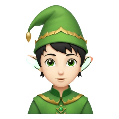 elf with short black hair and green hat sticker