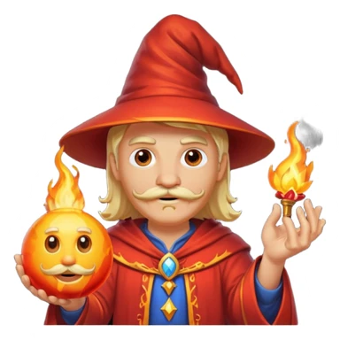 fire blonde wizard with mustache sticker