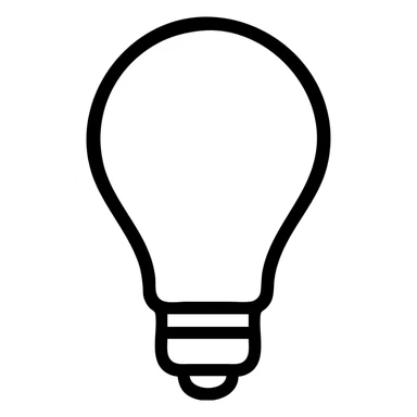 bulb icon, outlined style, black lines, no fill, minimalist sticker