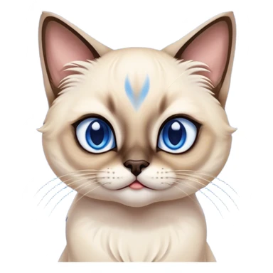 Cinematic Comical Siamese Cat Portrait Emoji, Head tilted dramatically with an exaggeratedly shocked or offended expression, sleek cream-colored fur with dark points on the ears, face, paws, and tail, wide piercing sapphire-blue eyes filled with exaggerated disbelief, Simplified yet hilariously expressive features, highly detailed, glowing with a slightly sassy glow, high shine, dramatic yet playful, stylized with an air of attitude, bright and endearing, soft glowing outline, capturing the essence of a sassy and over-the-top feline, so meme-worthy it feels like it could side-eye its way into internet fame instantly! sticker