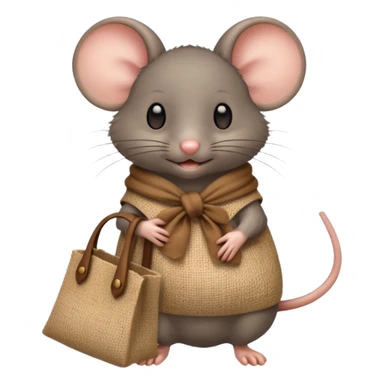 a mouse with a bag sticker