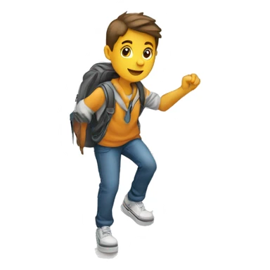 a white-skin student making a step downstairs sticker