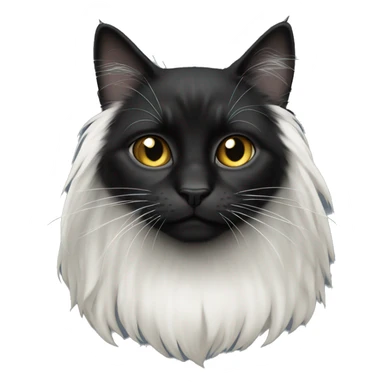 black cat long-haired with half white head sticker
