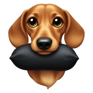 Wiener dog chewing on a black pillow sticker