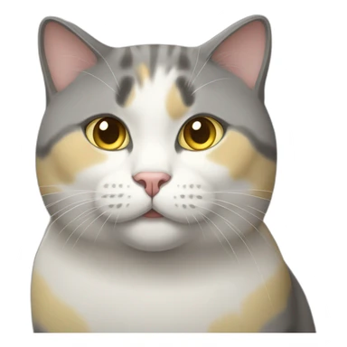 yellow, grey, and white fat female cat sticker