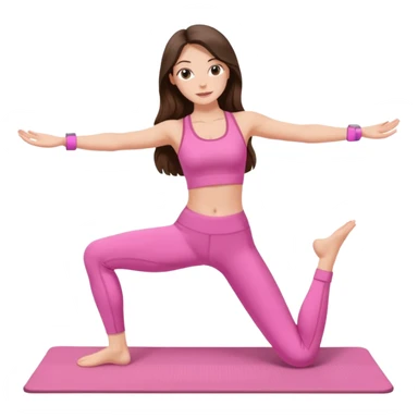 Brunette long hair lady with pink clothes doing Pilates sticker