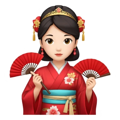 Kimono princess, red kimono with fan sticker