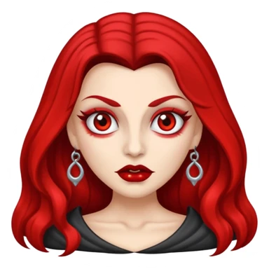 vampira de pele cinza com os olhos vermelhos, cabelos longos e ondulados, com o dedo apontando para a bochecha sticker