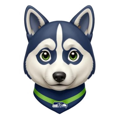 Black white husky with floppy ears Seattle Seahawks gear sticker