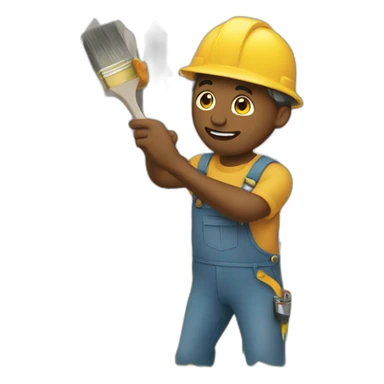 a man paints a fence sticker