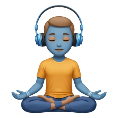 man meditating with headphones sticker
