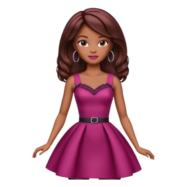 black barbie with brown hair with burgundy highlights  sticker