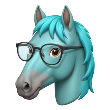 grey horse head with turquoise hair and glasses sticker