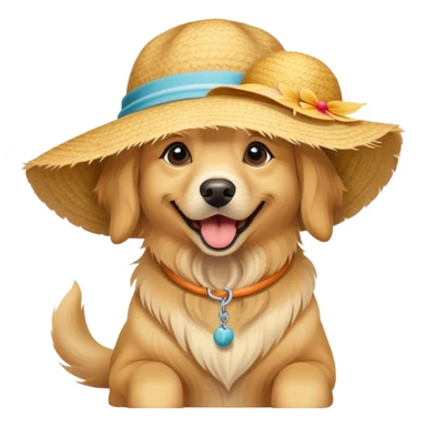 A dog wearing a beachhat  sticker