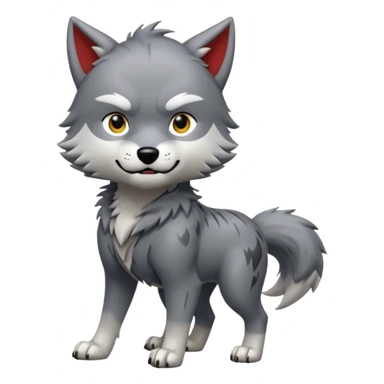 Toony Chibi Cool Edgy Scarred Badass Ginga Nagareboshi Gin/Silver Fang the wolf (full body) (feral) (4 legs) (canine) sticker