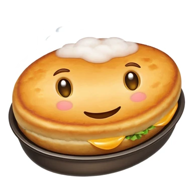oval potato cutlet, with steam rising, emoji style sticker