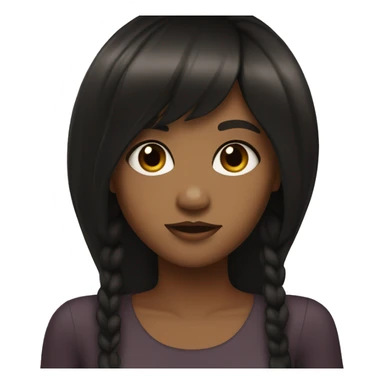 A brown girl who has with a thick fringe and long thick black hair, with brown eyes. Nice body  sticker