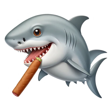 Tiburón comiendo salchichas y fumando un cigarro  sticker