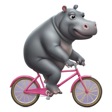 Hippo with tutu riding a bike sticker