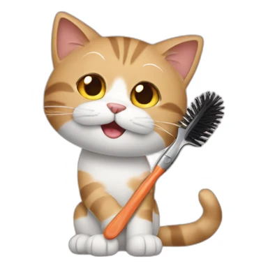 brushing cat sticker