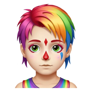 kid with rainbow hair and face paint sticker