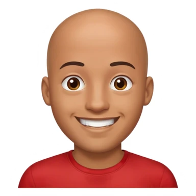 Hombre joven, trigueño, calvo, afeitado, sonriente, camiseta roja  sticker